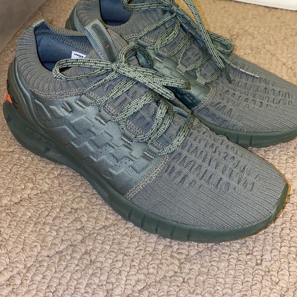 Under Armour olive and orange shoe